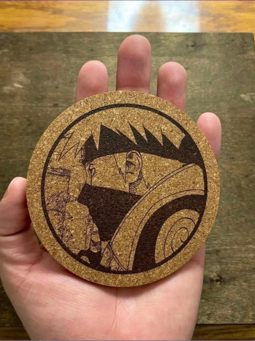 Naruto Kakashi Laser Engraved Cork Coasters Lot of 5